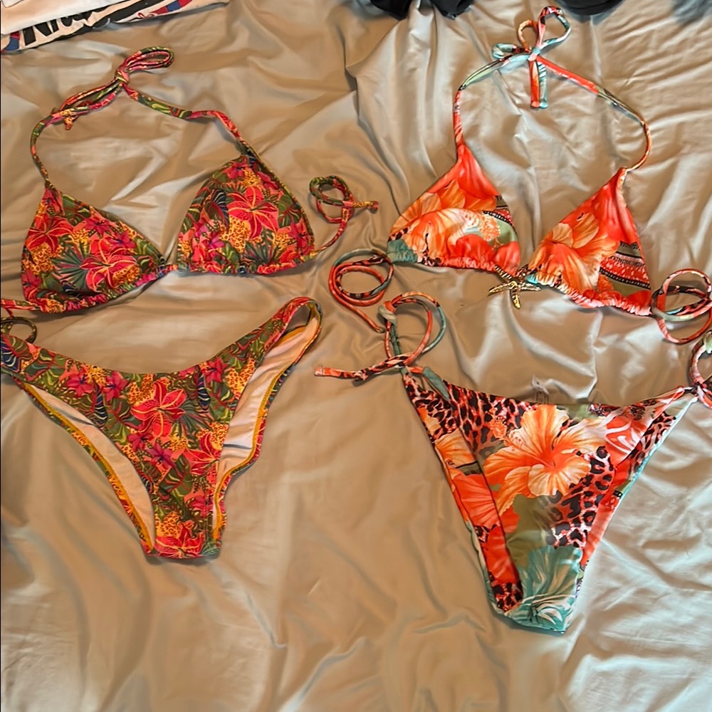 Floral and Animal Print Bikini Set